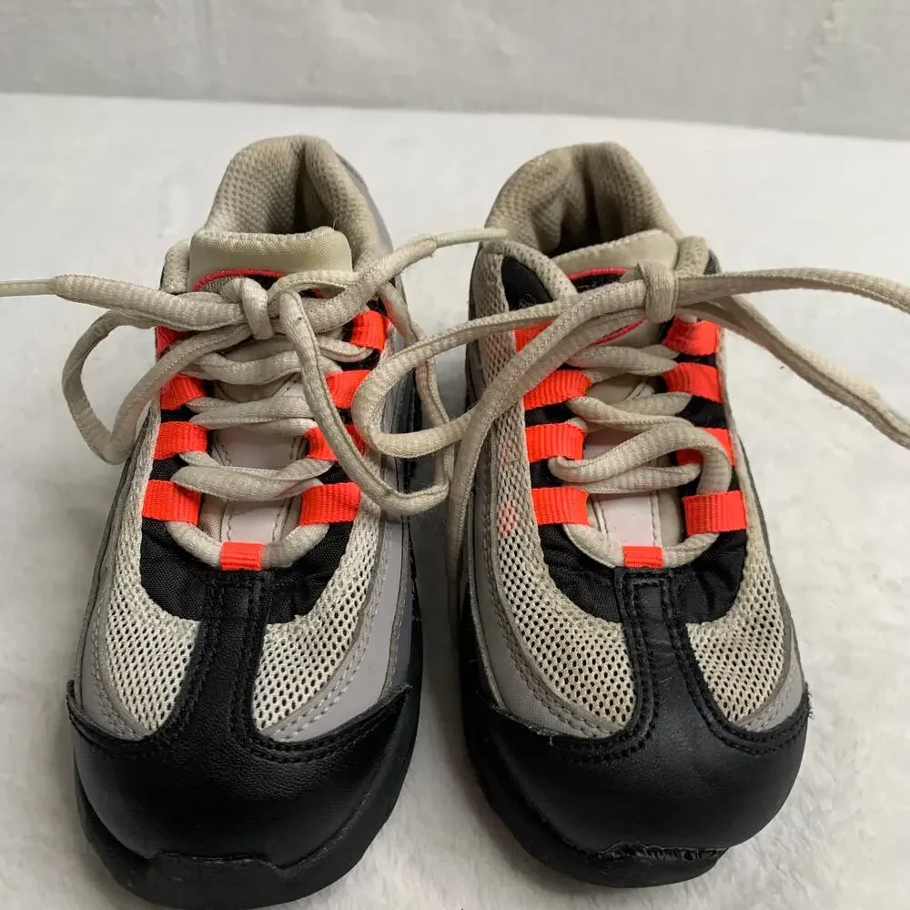 Nike Air Max 95 Childrens Sz 9C Black Solar Red Gray Sneakers Lace Up Toddlers